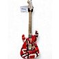 Used EVH Striped Series Frankie Red with Black and WHite STripes Solid Body Electric Guitar