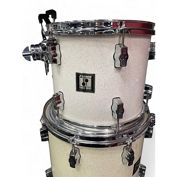 Used SONOR 5 Piece FORCE 3003 WHITE SPARKLE Drum Kit