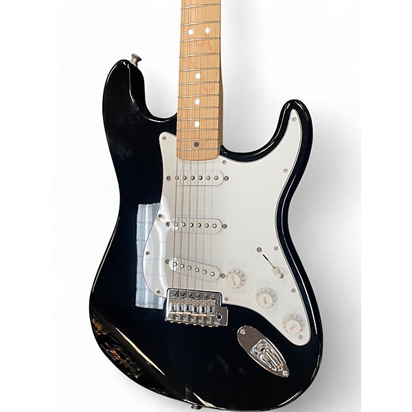 Used 2002 Fender Standard Stratocaster Black and White Solid Body Electric Guitar