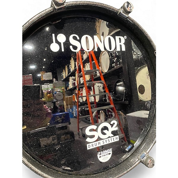 Used SONOR 4 Piece SQ2 Silver to Black Sparkle Fade Drum Kit