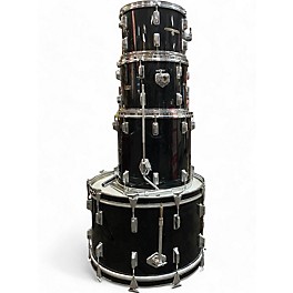 Vintage 1970s Pearl 4 Piece Wood-Fiberglass Black Drum Kit