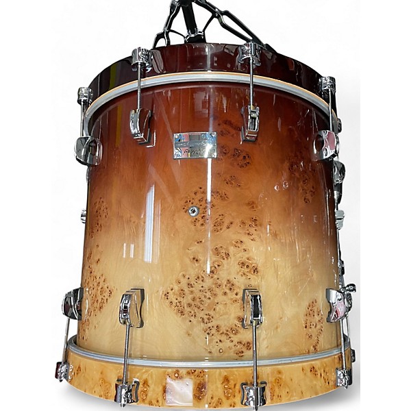 Used Odery 5 Piece Maple Mapa Burl Tobacco Fade Over Mapa Drum Kit