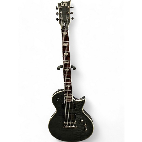 Used ESP ec401qm See Thru Black Solid Body Electric Guitar