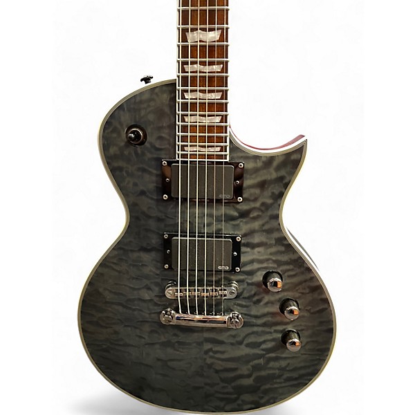 Used ESP ec401qm See Thru Black Solid Body Electric Guitar