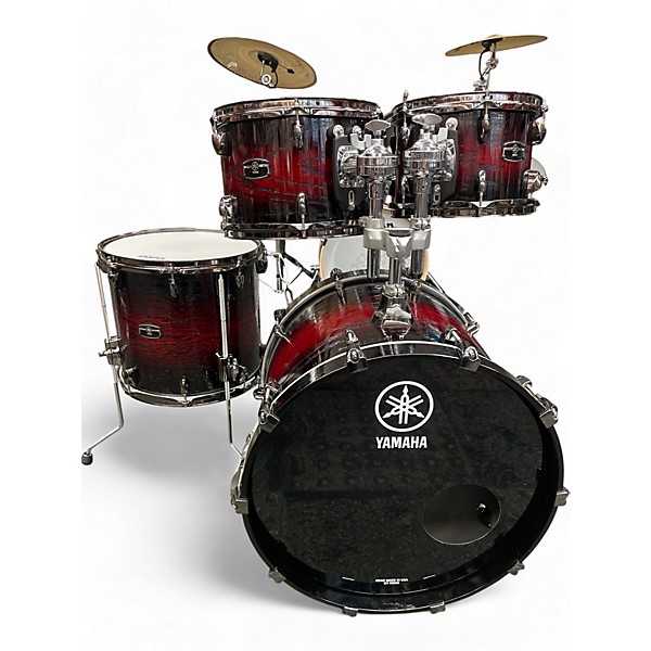 Used 2021 Yamaha 4 Piece Live Hybrid Oak Red Magma Burst Drum Kit