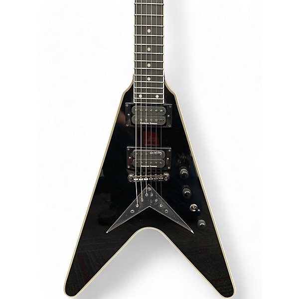 Used Epiphone Dave Mustaine Flying V Custom Metallic Black Solid Body Electric Guitar