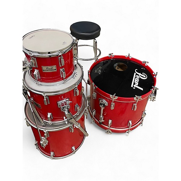 Used Pearl 4 Piece world series Candy Apple Red Drum Kit