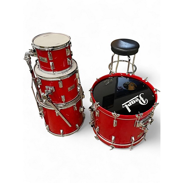 Used Pearl 4 Piece world series Candy Apple Red Drum Kit