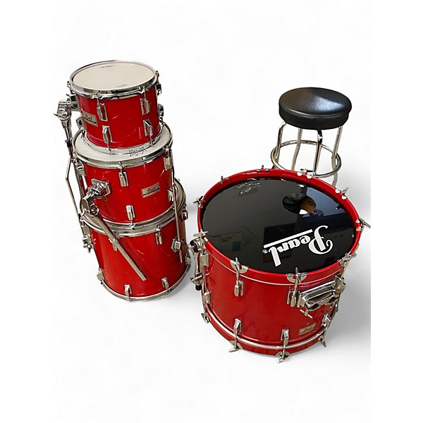 Used Pearl 4 Piece world series Candy Apple Red Drum Kit