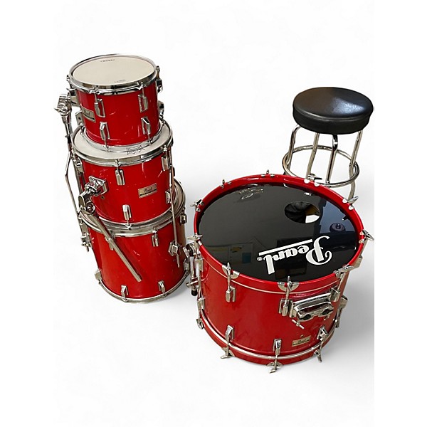 Used Pearl 4 Piece world series Candy Apple Red Drum Kit