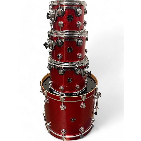 Used 2001 DW 4 Piece Collector's Series Red Sparkle Drum Kit