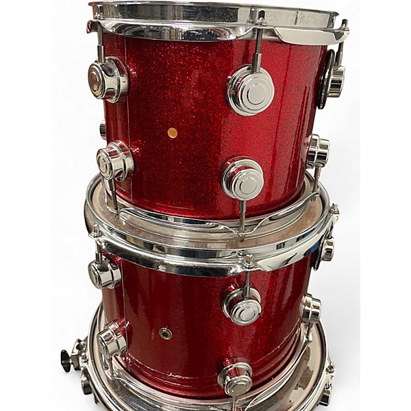 Used 2001 DW 4 Piece Collector's Series Red Sparkle Drum Kit