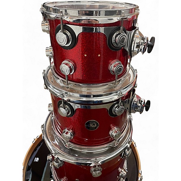 Used 2001 DW 4 Piece Collector's Series Red Sparkle Drum Kit