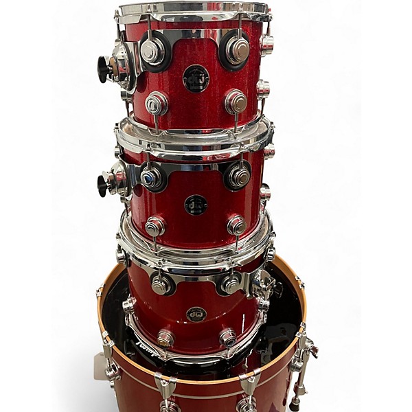 Used 2001 DW 4 Piece Collector's Series Red Sparkle Drum Kit