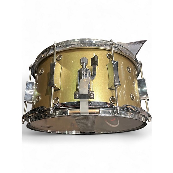 Used Pork Pie 6.5X13 Little Squealer Snare GOLD SPARKLE Drum