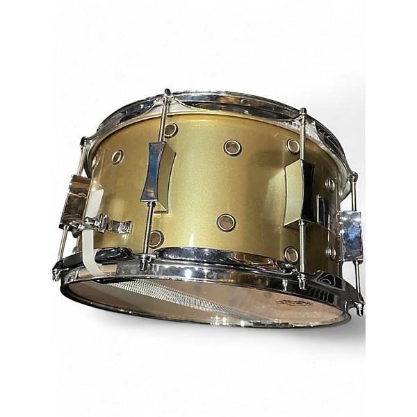 Used Pork Pie 6.5X13 Little Squealer Snare GOLD SPARKLE Drum