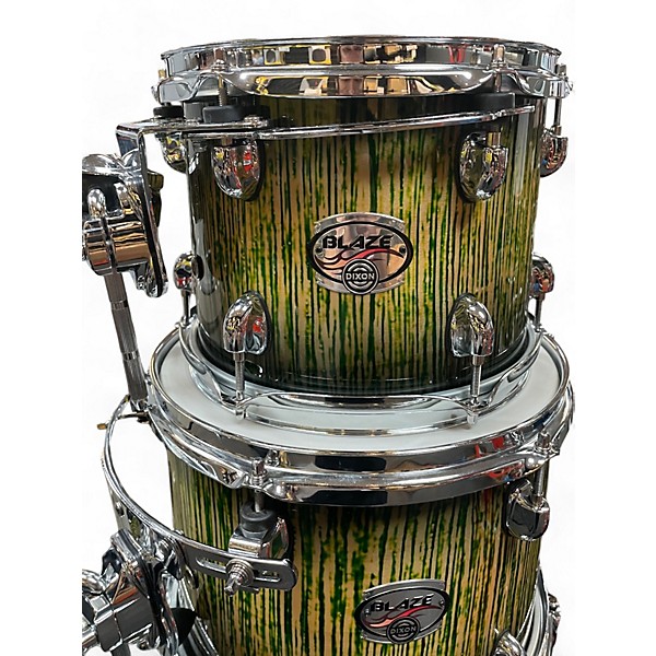 Used Dixon 5 Piece Blaze Series Green Tiger Drum Kit