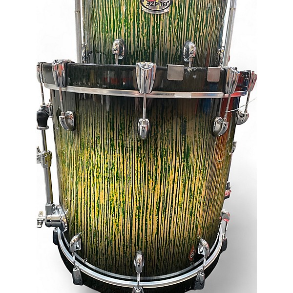 Used Dixon 5 Piece Blaze Series Green Tiger Drum Kit