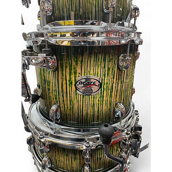 Used Dixon 5 Piece Blaze Series Green Tiger Drum Kit