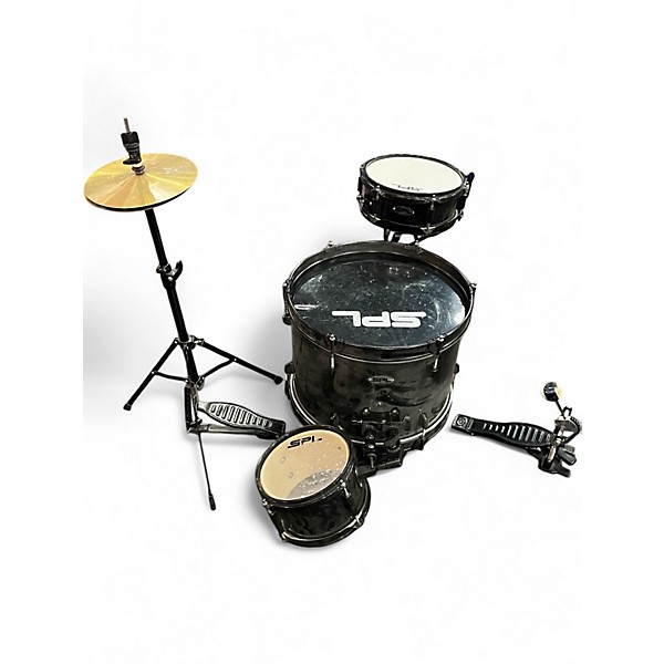 Used SPL 3 Piece Lil' Kicker 3-Piece Junior Drum Set Black Black Drum Kit