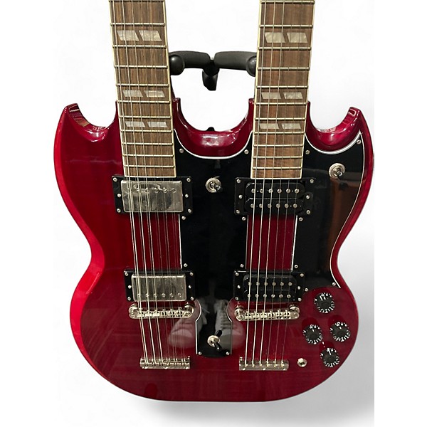 Used Epiphone G1275 Double Neck Red Solid Body Electric Guitar