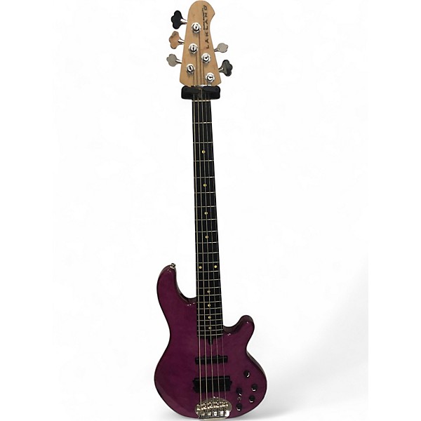 Used Lakland 55-02 Skyline Series 5 String trans purple Electric Bass Guitar