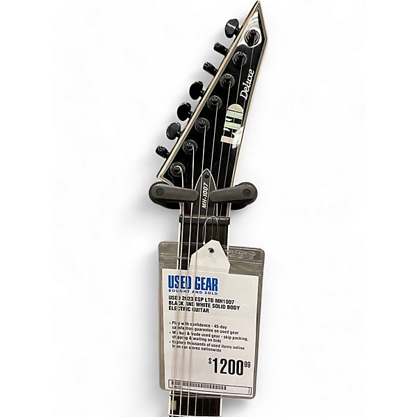 Used 2023 ESP LTD MH1007 Black and White Solid Body Electric Guitar