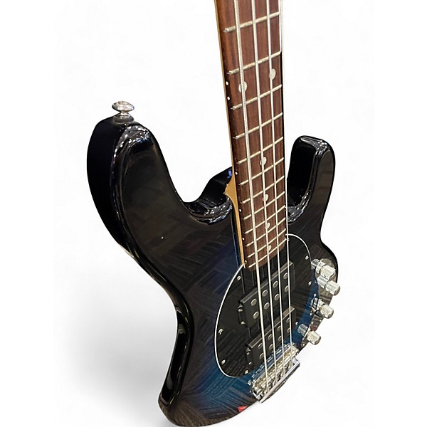 Used Ernie Ball Music Man Stingray 4 String black and blue Electric Bass Guitar