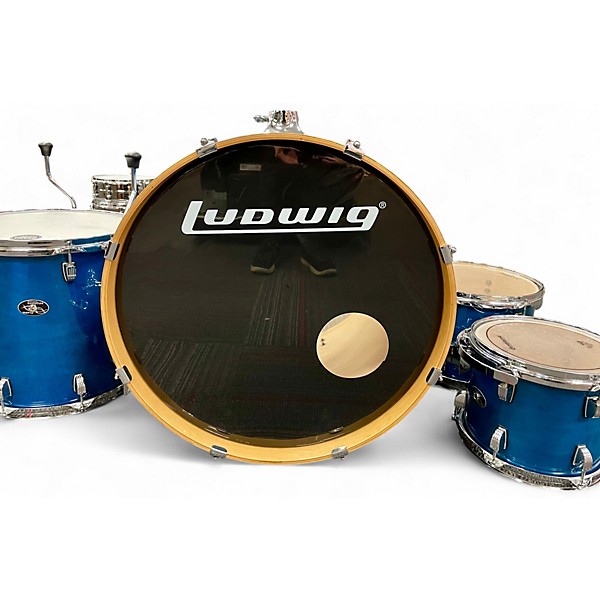 Used Ludwig 4 Piece Element Evolution Maple Ocean Blue Drum Kit