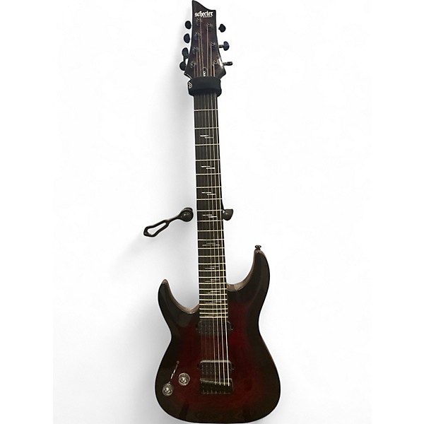 Used Schecter Guitar Research Omen Elite 7 Left-Handed Black Cherry Solid Body Electric Guitar