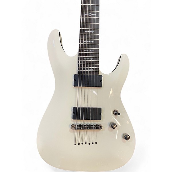 Used Schecter Guitar Research Demon 7 String WHITE Solid Body Electric Guitar