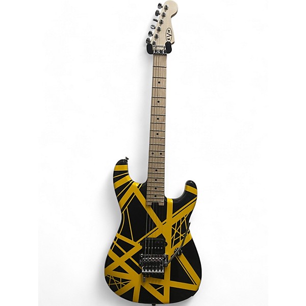 Used 2024 EVH Striped Series Black and Yellow Solid Body Electric Guitar