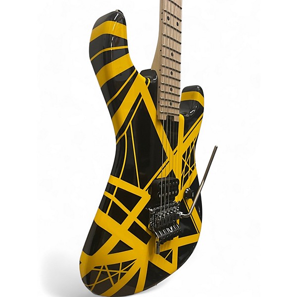 Used 2024 EVH Striped Series Black and Yellow Solid Body Electric Guitar