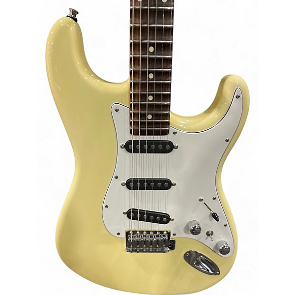 Used Schecter Guitar Research CUSTOM SHOP STRAT YELLOW Solid