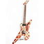 Used EVH Striped Series Shark BURGUNDY RED AND SILVER Solid Body Electric Guitar thumbnail