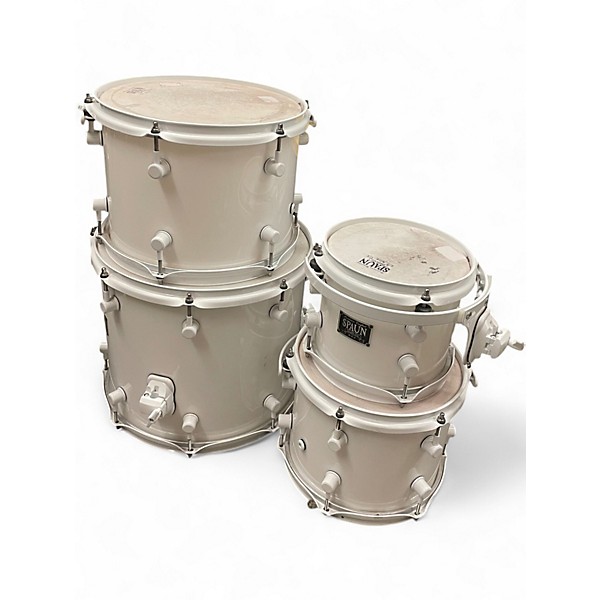 Used Spaun 5 Piece Custom Series W/ LEDs Alpine White Drum Kit