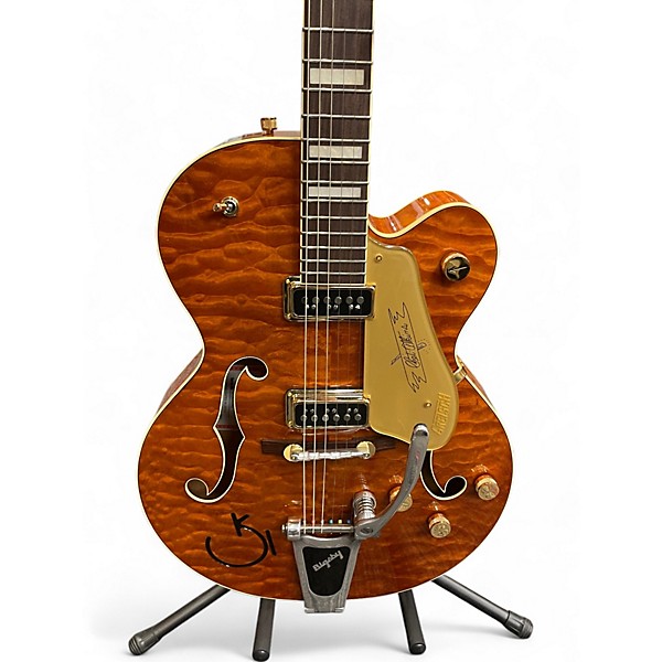 Used Gretsch Guitars G6120TGQM 56 Limited Edition Quilt Chet Atkins Roundup Orange Hollow Body Electric Guitar