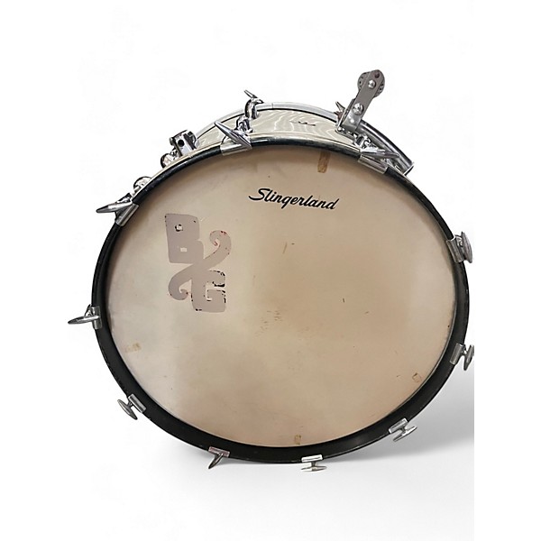 Used Slingerland 5 Piece 5 Piece White Satin Flame Drum Kit