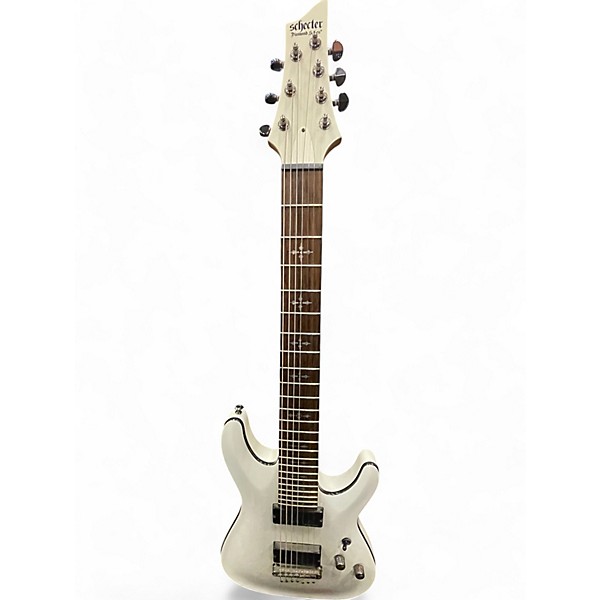 Used Schecter Guitar Research Demon 7 String Classic White Solid Body Electric Guitar