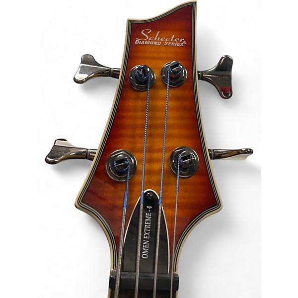 Used Schecter Guitar Research Omen Extreme 4 String sunburst Electric Bass Guitar