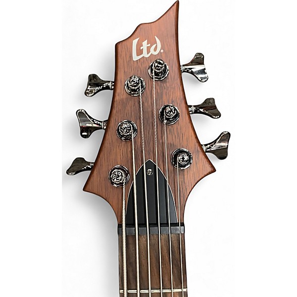 Used ESP LTD D6 6 String NATURAL SATIN RED Electric Bass Guitar
