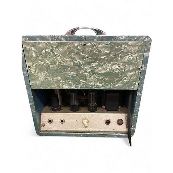 Vintage 1960s Magna Electronics Company Amerilhoa Lap Guitar and M-197 Amp Blue Pearl Solid Body Electric Guitar