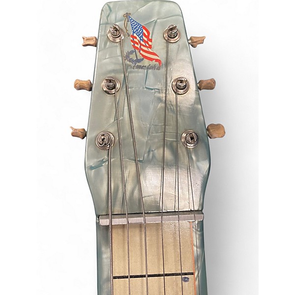Vintage 1960s Magna Electronics Company Amerilhoa Lap Guitar and M-197 Amp Blue Pearl Solid Body Electric Guitar
