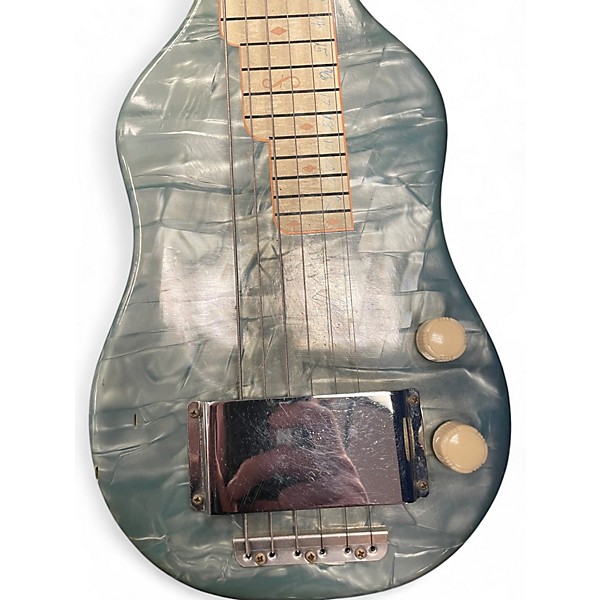 Vintage 1960s Magna Electronics Company Amerilhoa Lap Guitar and M-197 Amp Blue Pearl Solid Body Electric Guitar
