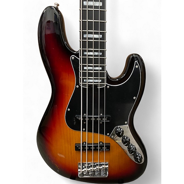 Used Fender American Ultra Jazz Bass V 2 Tone Sunburst Electric Bass Guitar