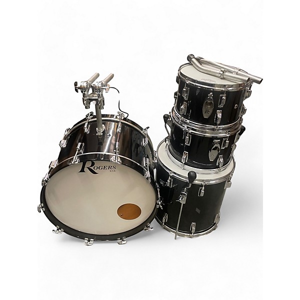 Used 1970 Rogers 4 Piece DRUMS Black Onyx Drum Kit