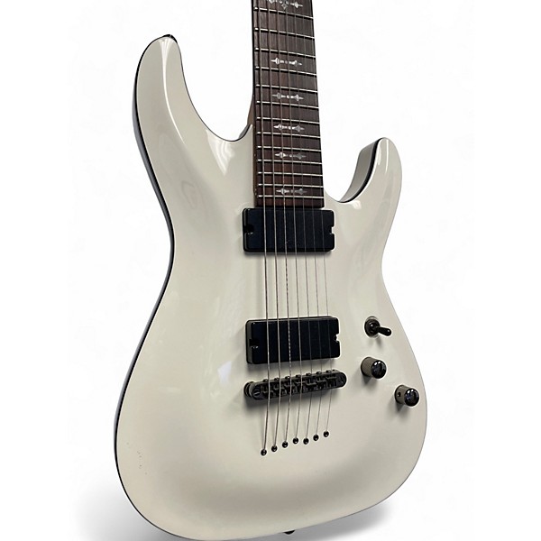 Used Schecter Guitar Research Demon 7 String Vintage White Solid Body Electric Guitar