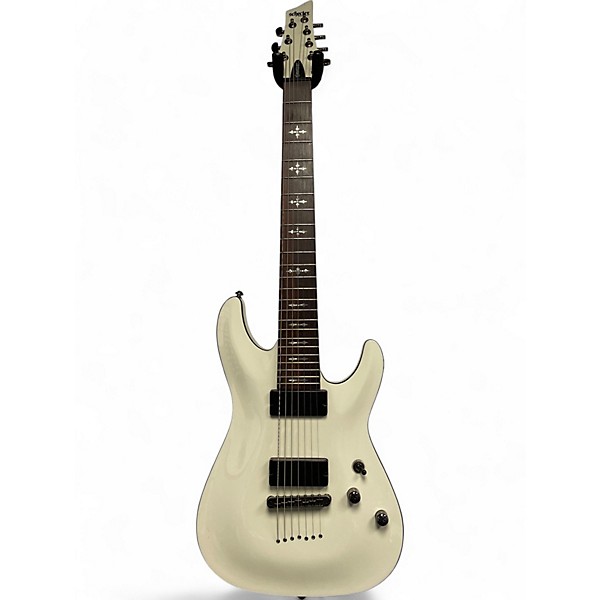 Used Schecter Guitar Research Demon 7 String Vintage White Solid Body Electric Guitar