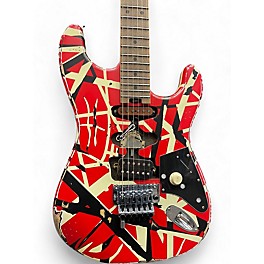 Used 2012 EVH Striped Series Frankie Red with Black and White Stripes Solid Body Electric Guitar