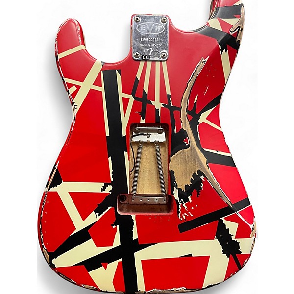 Used 2012 EVH Striped Series Frankie Red with Black and White Stripes Solid Body Electric Guitar